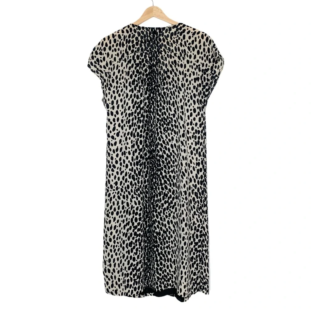 Talbots Leopard Print Chiffon Shift Dress With Black Slip Size 10 Cap Sleeves